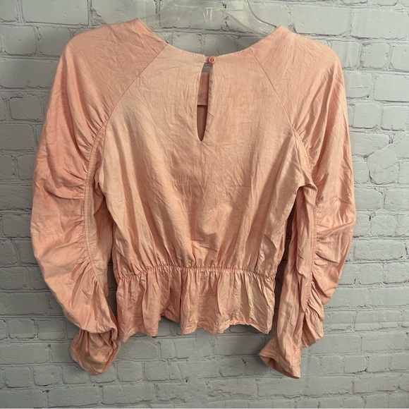 Maria Bouvier x Anthropologie hand dyed organic cotton pink ruched top Small - Picture 6 of 12